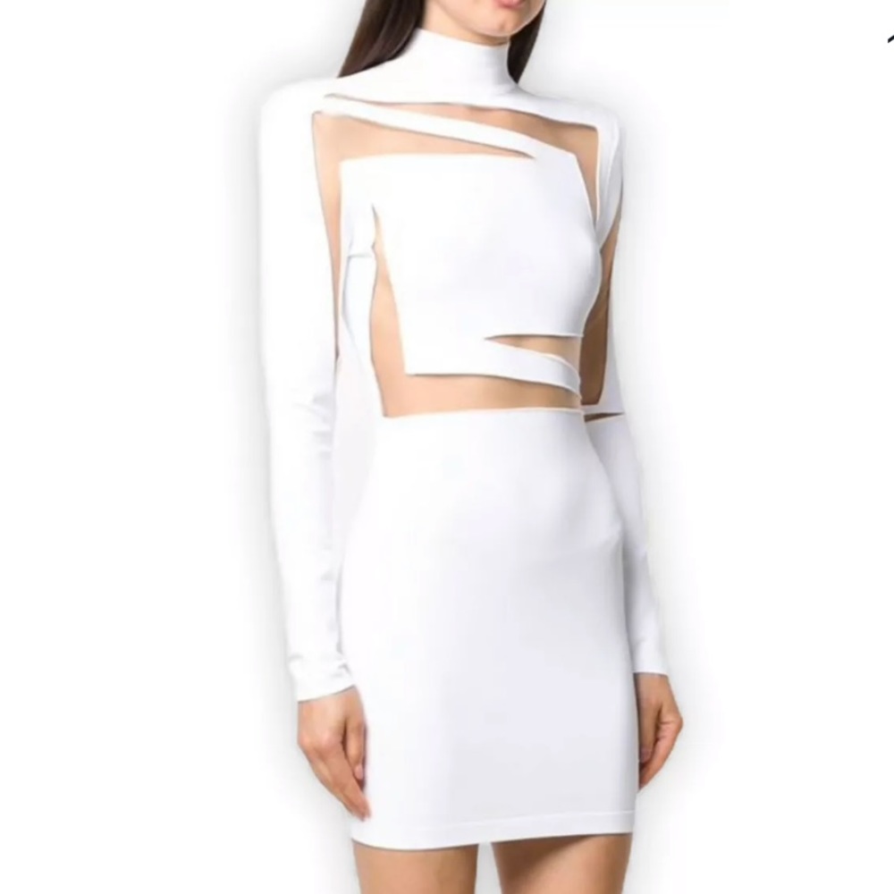 SOLD❗️BALMAIN Paris Mesh Insert Bodycon Mini Dress